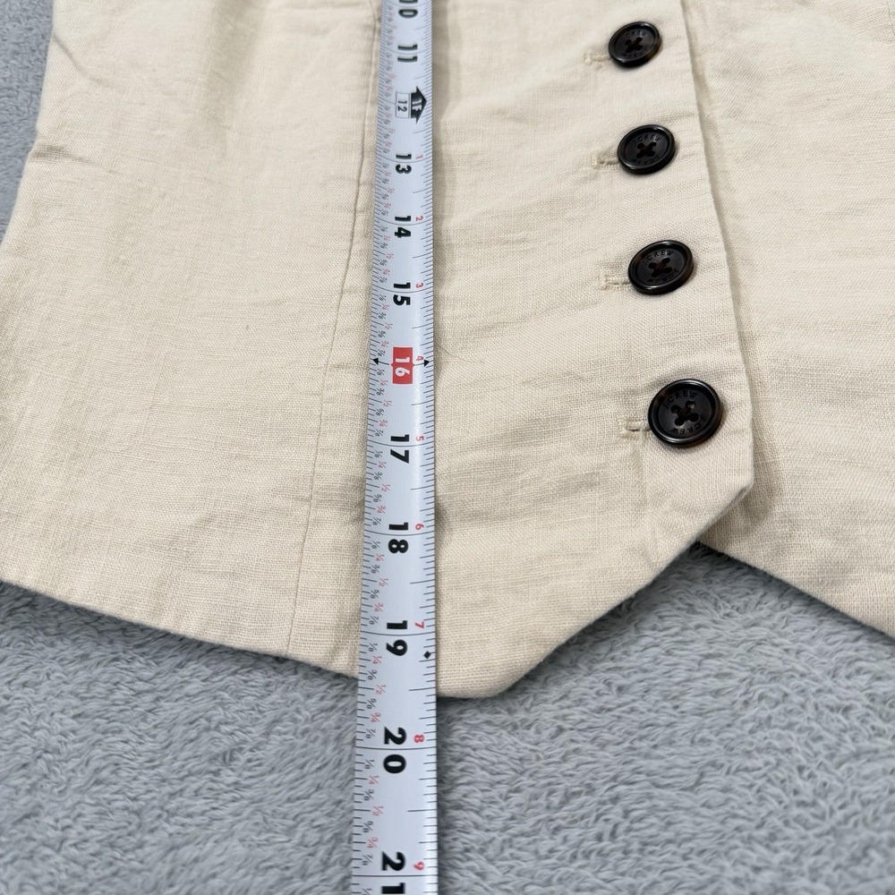 J.Crew Button Front Linen Blend Vest Womens 2 Beige Coastal Preppy Minimalist - Picture 6 of 7